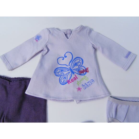 American Girl Doll Clothes REAL ME MEET OUTFIT Purple Pants Tunic Shoes Panties - Picture 6 of 7